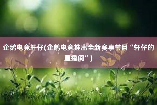 企鹅电竞轩仔(企鹅电竞推出全新赛事节目“轩仔的直播间”)