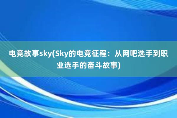 电竞故事sky(Sky的电竞征程：从网吧选手到职业选手的奋斗故事)