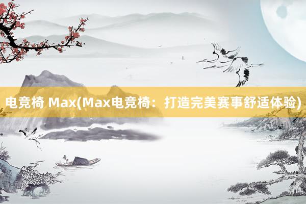 电竞椅 Max(Max电竞椅：打造完美赛事舒适体验)