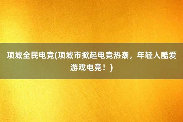 项城全民电竞(项城市掀起电竞热潮，年轻人酷爱游戏电竞！)