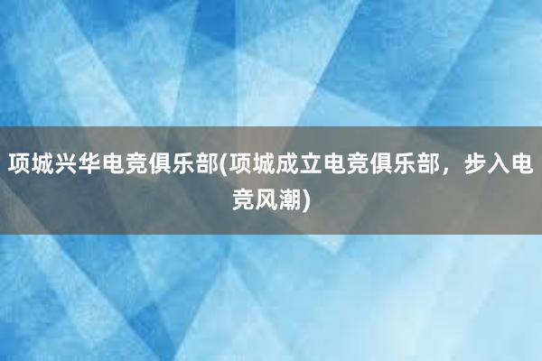 项城兴华电竞俱乐部(项城成立电竞俱乐部，步入电竞风潮)