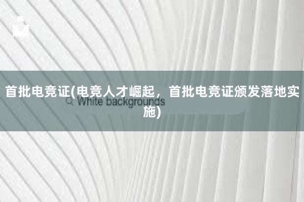 首批电竞证(电竞人才崛起，首批电竞证颁发落地实施)