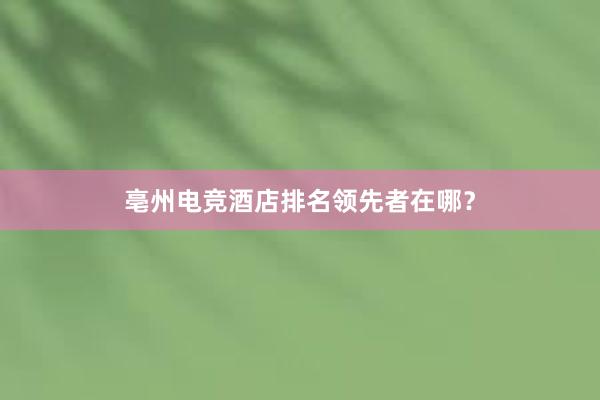 亳州电竞酒店排名领先者在哪？