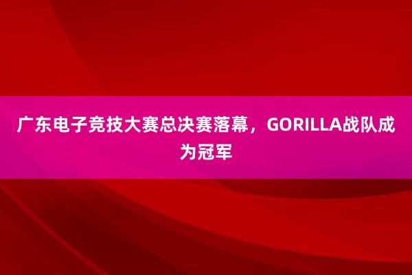 广东电子竞技大赛总决赛落幕，GORILLA战队成为冠军